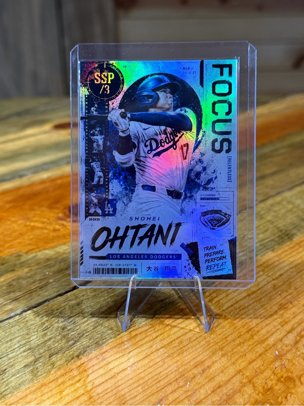 Shohei Ohtani Los Angeles Dodgers ‘Focus’ SSP/3 Custom Baseball Card